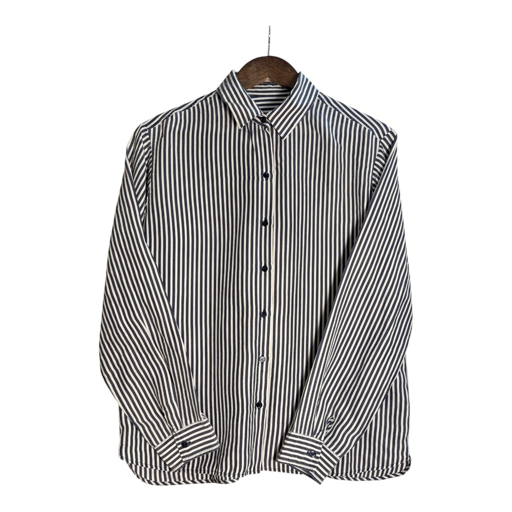 MaxMara Black and White Striped Button Down Shirt